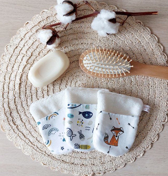  Lot de 3 gants de toilette d’apprentissage