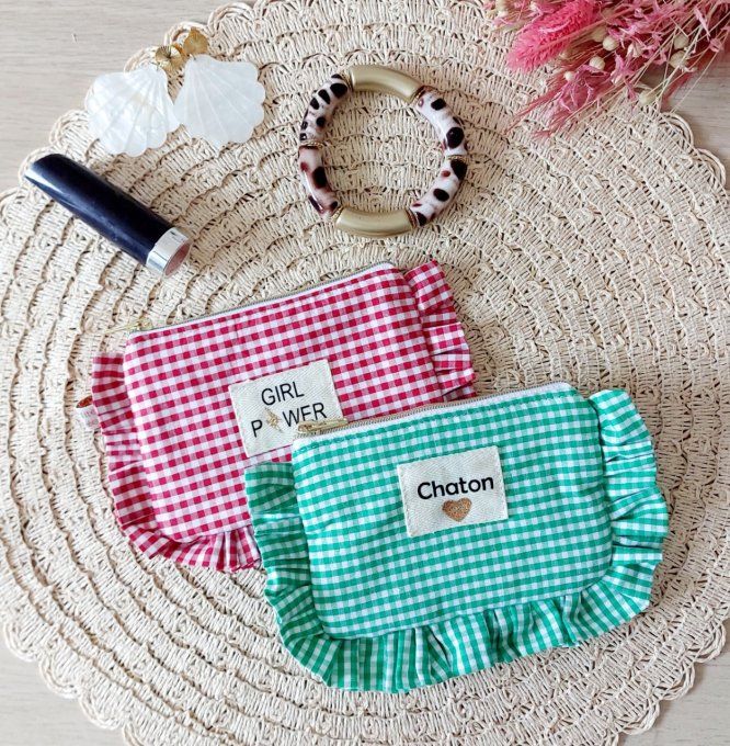 Mini trousse froufrou vichy petits carreaux