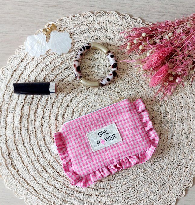 Mini trousse froufrou vichy fluo