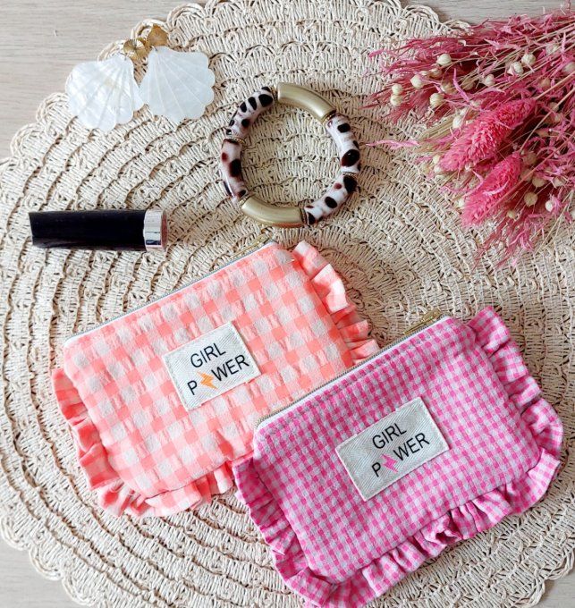 Mini trousse froufrou vichy fluo