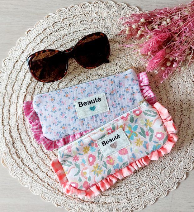 Etui à lunette froufrou fleuri fluo