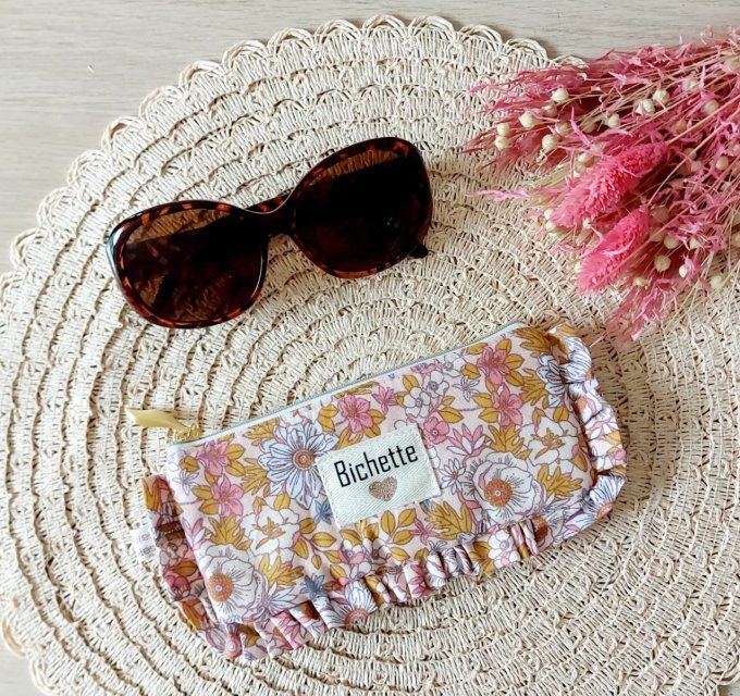 Etui à lunette froufrou fleuri