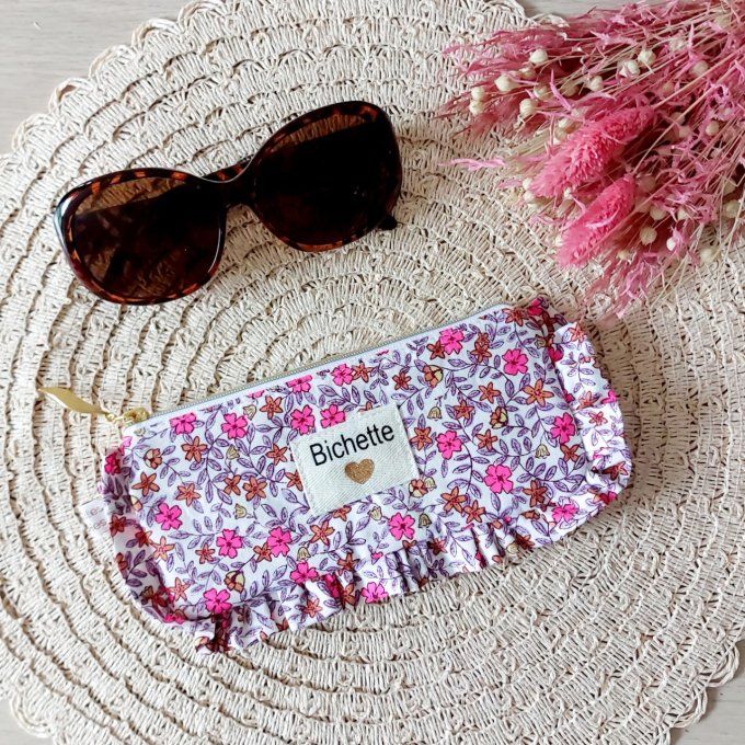 Etui à lunette froufrou fleuri