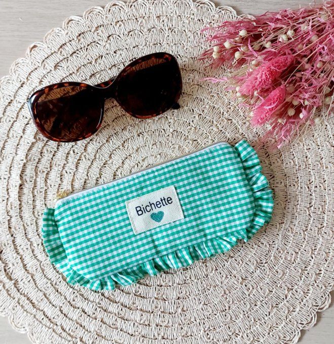 Etui à lunette froufrou vichy petits carreaux