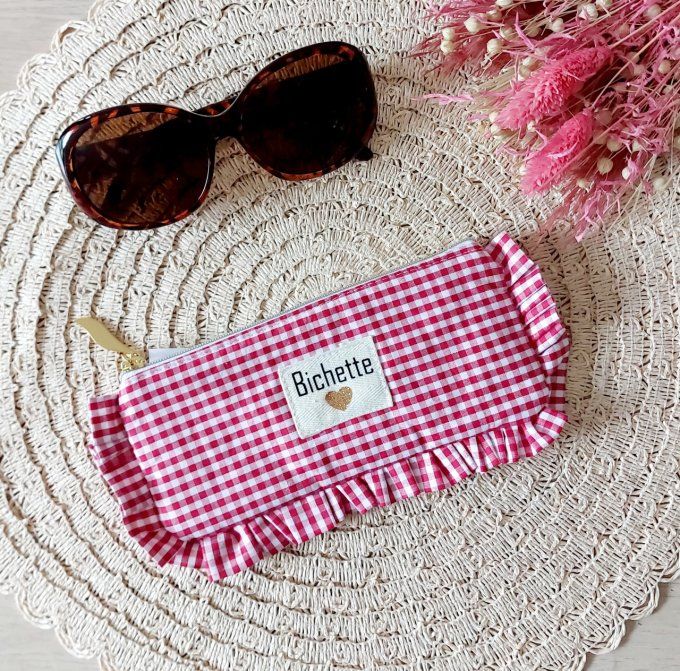 Etui à lunette froufrou vichy petits carreaux