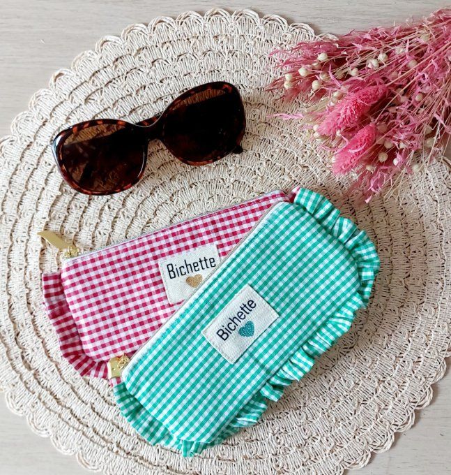 Etui à lunette froufrou vichy petits carreaux