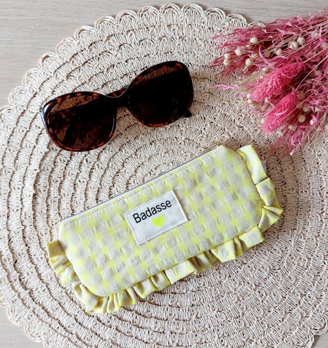 Etui à lunette froufrou vichy fluo