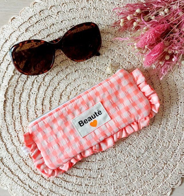 Etui à lunette froufrou vichy fluo