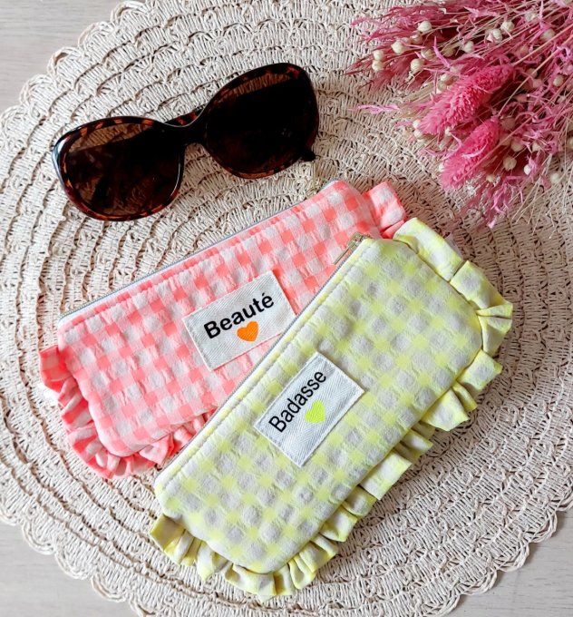 Etui à lunette froufrou vichy fluo