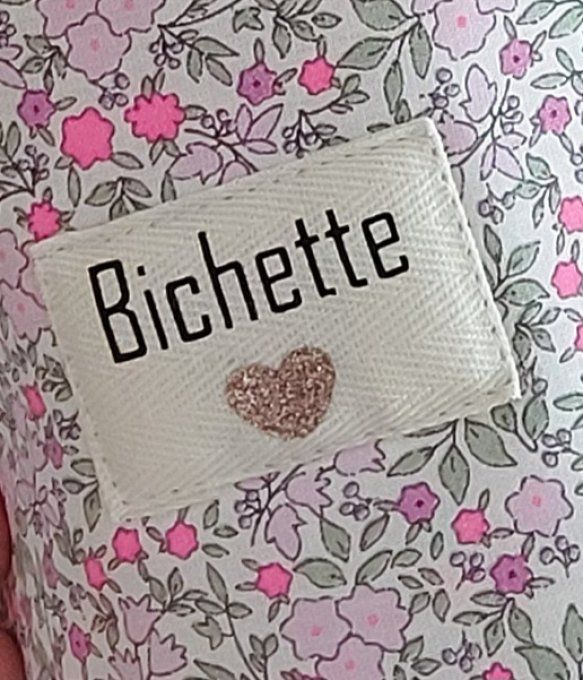 Panier pochon trousse rond personnalisable fleuri rose fuschia