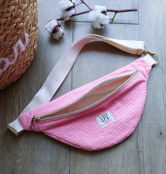 Mini sac banane vichy fluo
