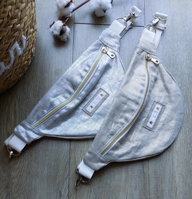 Mini sac banane en lin doré ou argenté