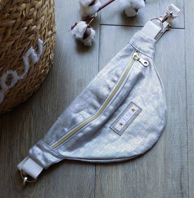 Mini sac banane en lin doré ou argenté