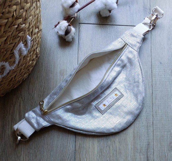 Mini sac banane en lin doré ou argenté