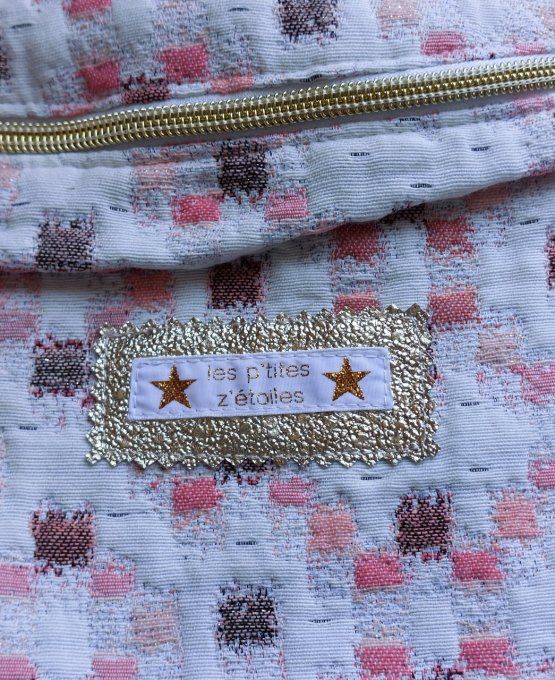 Maxi sac banane jacquard écru et vieux rose