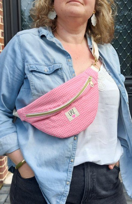 Mini sac banane vichy fluo