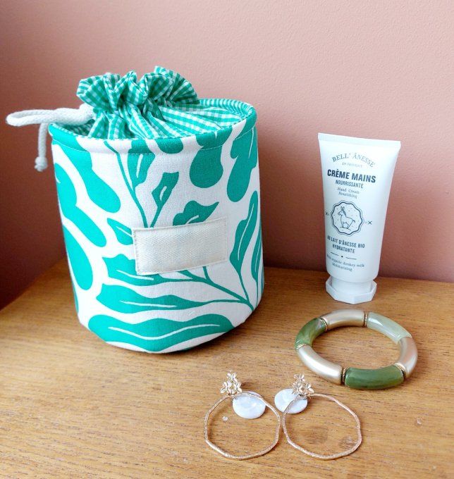 Panier pochon trousse rond tropical