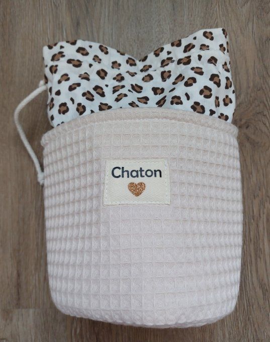 Panier pochon trousse rond personnalisable nid d'abeille graou