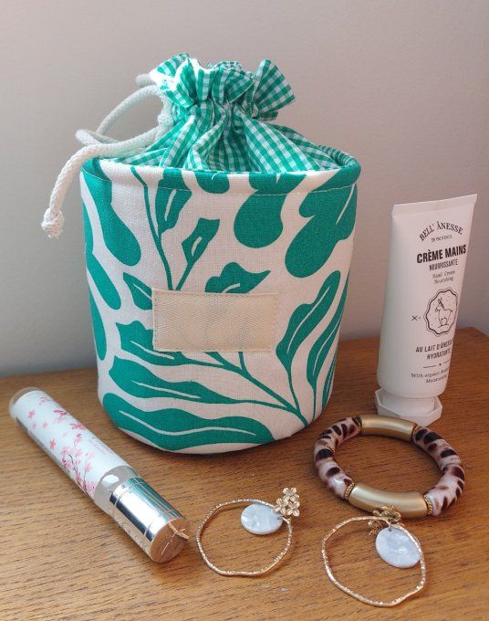 Panier pochon trousse rond personnalisable tropical