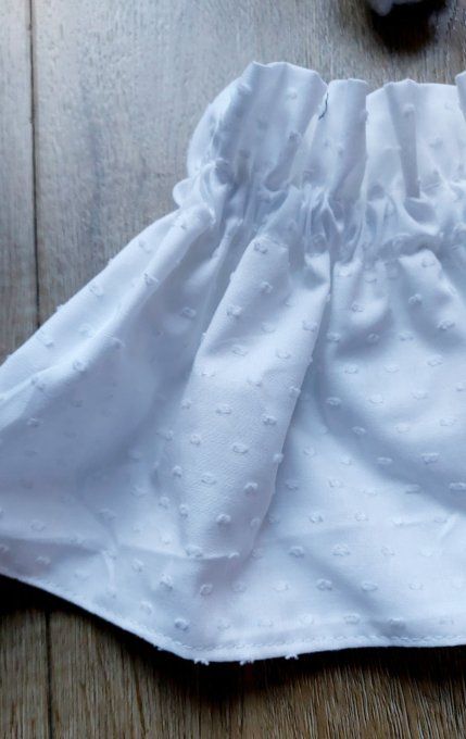 Faux col froufrou plumetis blanc