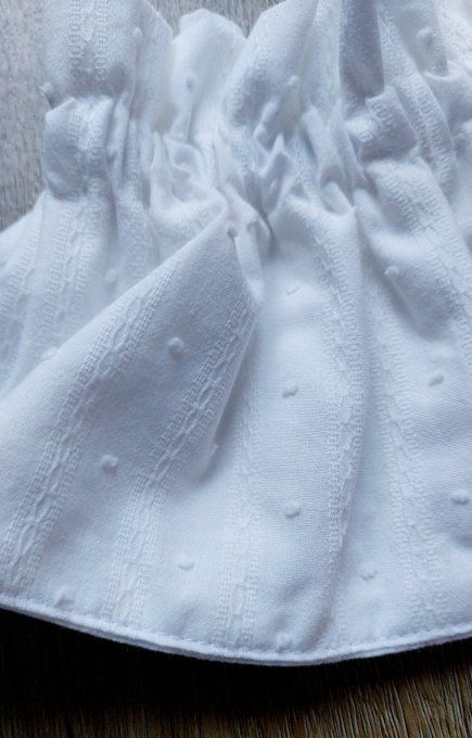 Fauc col froufrou blanc plumetis et rayures