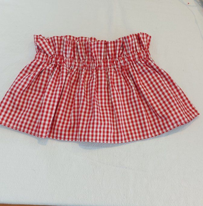 Faux col froufrou vichy rouge