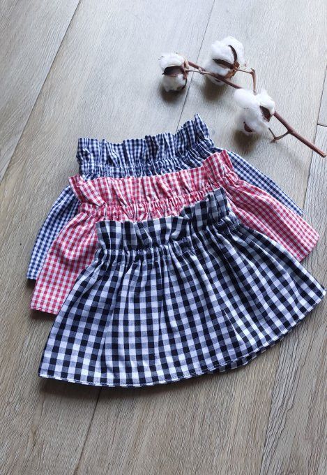 Faux col froufrou motifs vichy