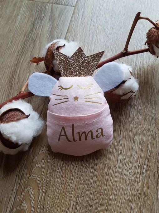 Souris dents de lait menthe et or personnalisable