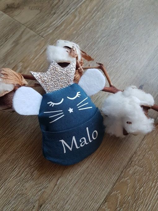 Souris dents de lait marine et argent personnalisable 